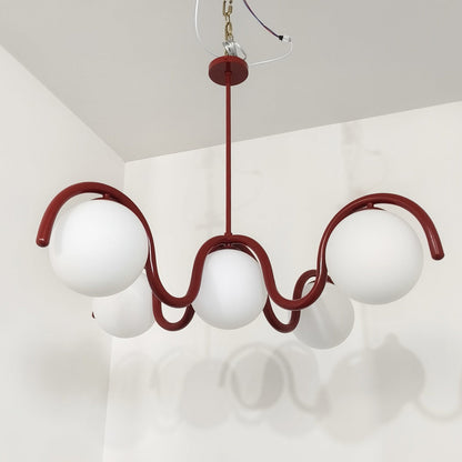Moderne Kroonluchter met Messing en Glas – Artistieke Verlichting voor Eetkamer en Woonkamer