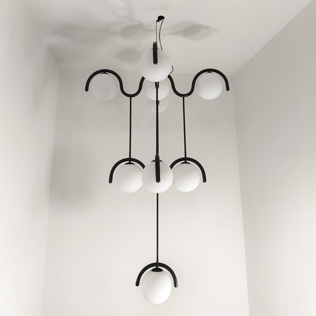 Moderne Kroonluchter met Messing en Glas – Artistieke Verlichting voor Eetkamer en Woonkamer