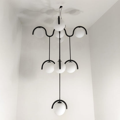 Moderne Kroonluchter met Messing en Glas – Artistieke Verlichting voor Eetkamer en Woonkamer