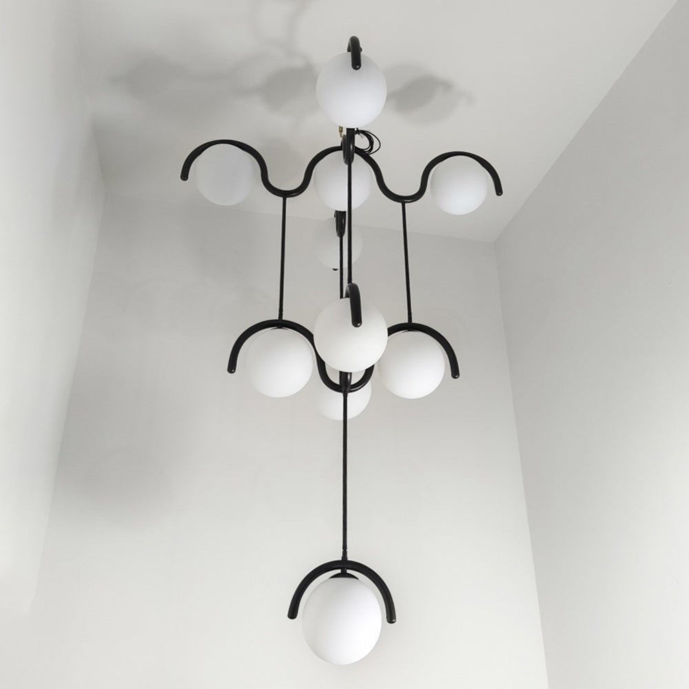 Moderne Kroonluchter met Messing en Glas – Artistieke Verlichting voor Eetkamer en Woonkamer