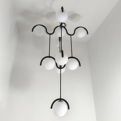 Moderne Kroonluchter met Messing en Glas – Artistieke Verlichting voor Eetkamer en Woonkamer