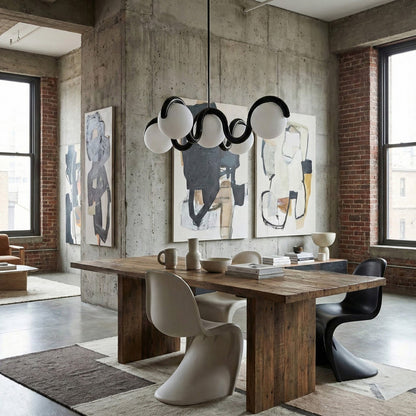 Moderne Kroonluchter met Messing en Glas – Artistieke Verlichting voor Eetkamer en Woonkamer