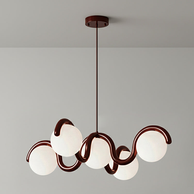Moderne Kroonluchter met Messing en Glas – Artistieke Verlichting voor Eetkamer en Woonkamer