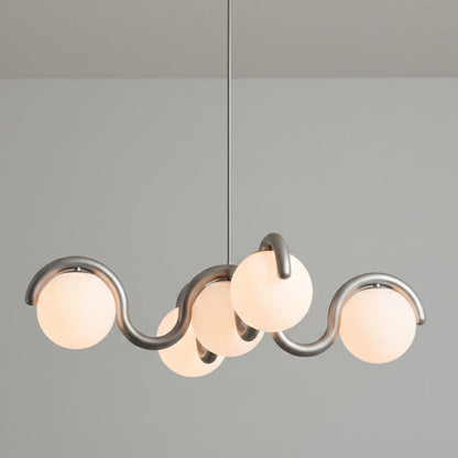 Moderne Kroonluchter met Messing en Glas – Artistieke Verlichting voor Eetkamer en Woonkamer