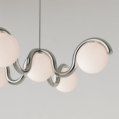 Moderne Kroonluchter met Messing en Glas – Artistieke Verlichting voor Eetkamer en Woonkamer