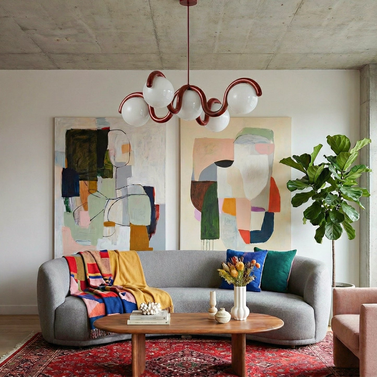 Moderne Kroonluchter met Messing en Glas – Artistieke Verlichting voor Eetkamer en Woonkamer