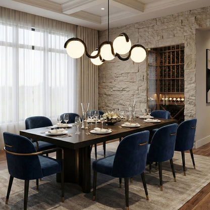 Moderne Kroonluchter met Messing en Glas – Artistieke Verlichting voor Eetkamer en Woonkamer