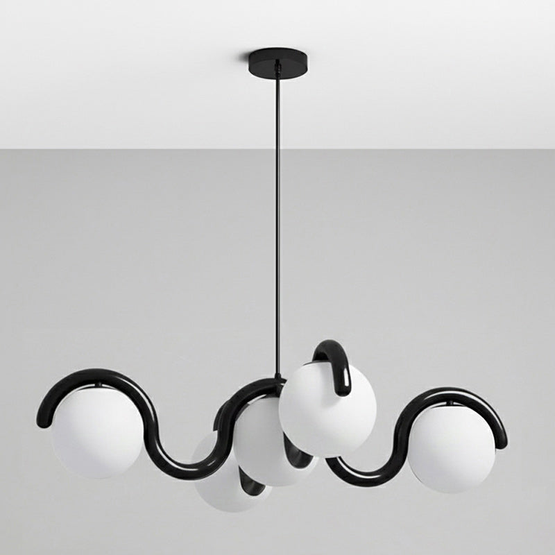 Moderne Kroonluchter met Messing en Glas – Artistieke Verlichting voor Eetkamer en Woonkamer