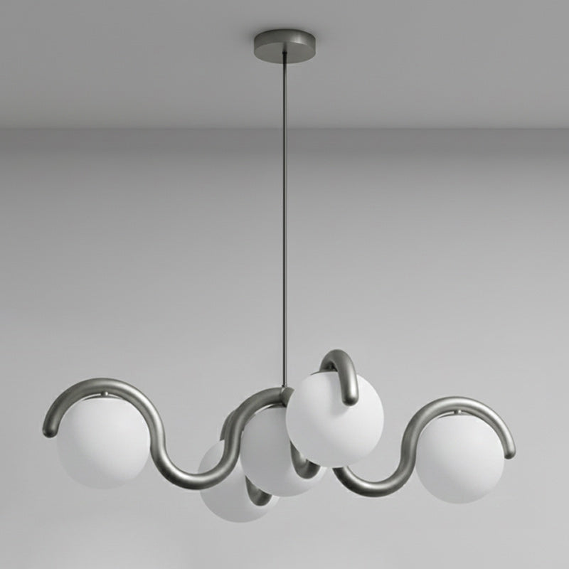 Moderne Kroonluchter met Messing en Glas – Artistieke Verlichting voor Eetkamer en Woonkamer