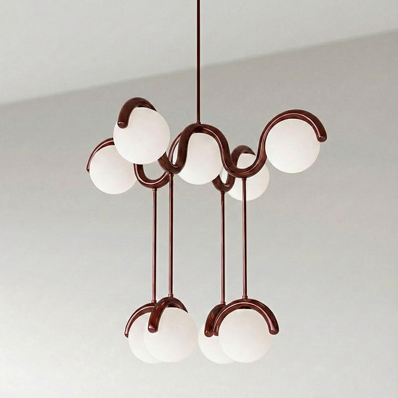 Moderne Kroonluchter met Messing en Glas – Artistieke Verlichting voor Eetkamer en Woonkamer