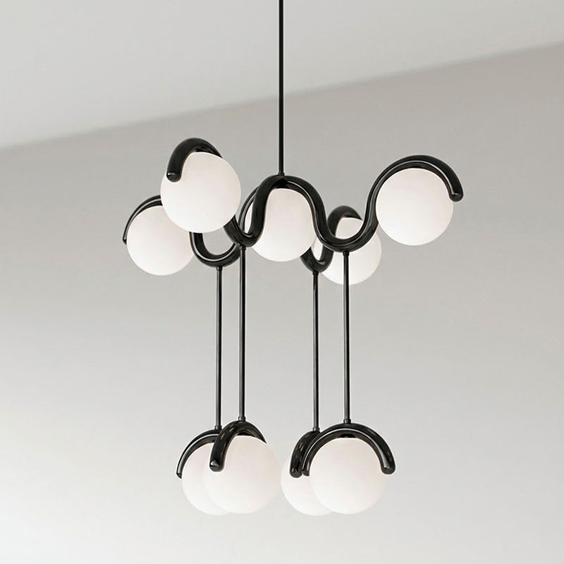 Moderne Kroonluchter met Messing en Glas – Artistieke Verlichting voor Eetkamer en Woonkamer