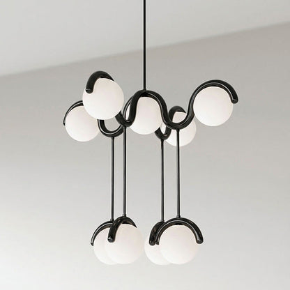 Moderne Kroonluchter met Messing en Glas – Artistieke Verlichting voor Eetkamer en Woonkamer