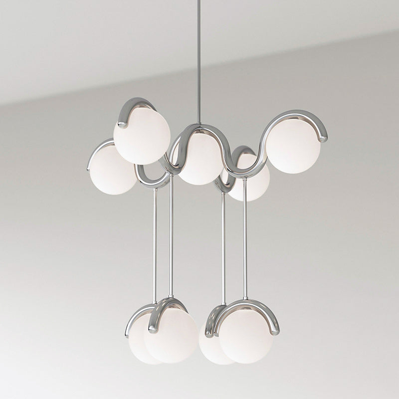 Moderne Kroonluchter met Messing en Glas – Artistieke Verlichting voor Eetkamer en Woonkamer