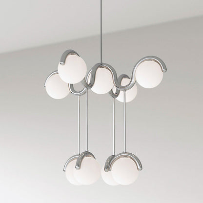 Moderne Kroonluchter met Messing en Glas – Artistieke Verlichting voor Eetkamer en Woonkamer