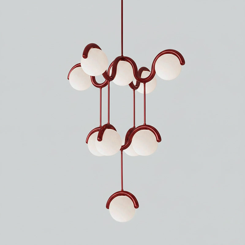 Moderne Kroonluchter met Messing en Glas – Artistieke Verlichting voor Eetkamer en Woonkamer