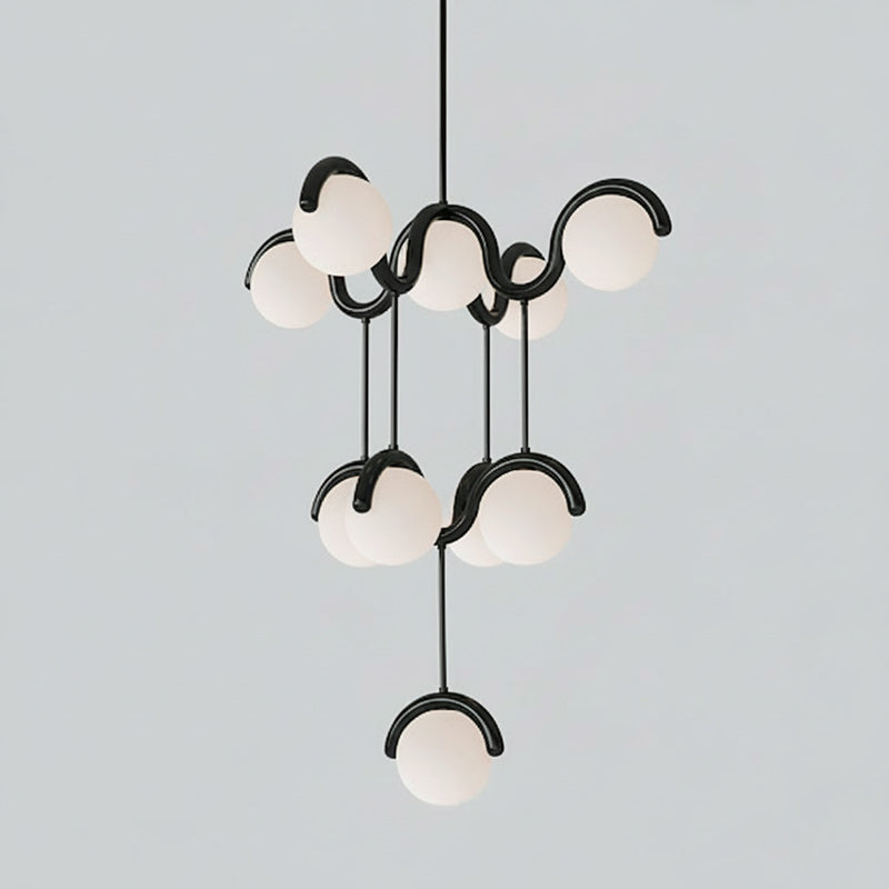Moderne Kroonluchter met Messing en Glas – Artistieke Verlichting voor Eetkamer en Woonkamer