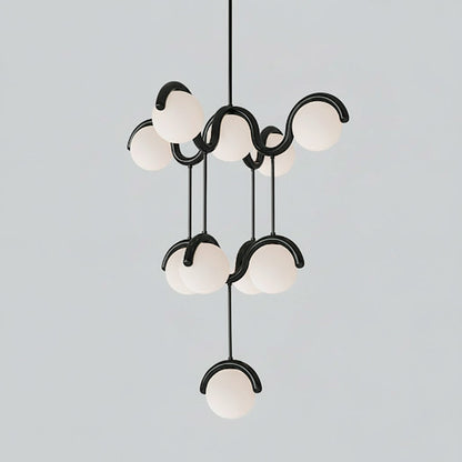 Moderne Kroonluchter met Messing en Glas – Artistieke Verlichting voor Eetkamer en Woonkamer