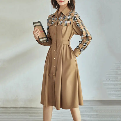 Vrouwen Flanellen Ruitjesshirt Jurk Comfortabel