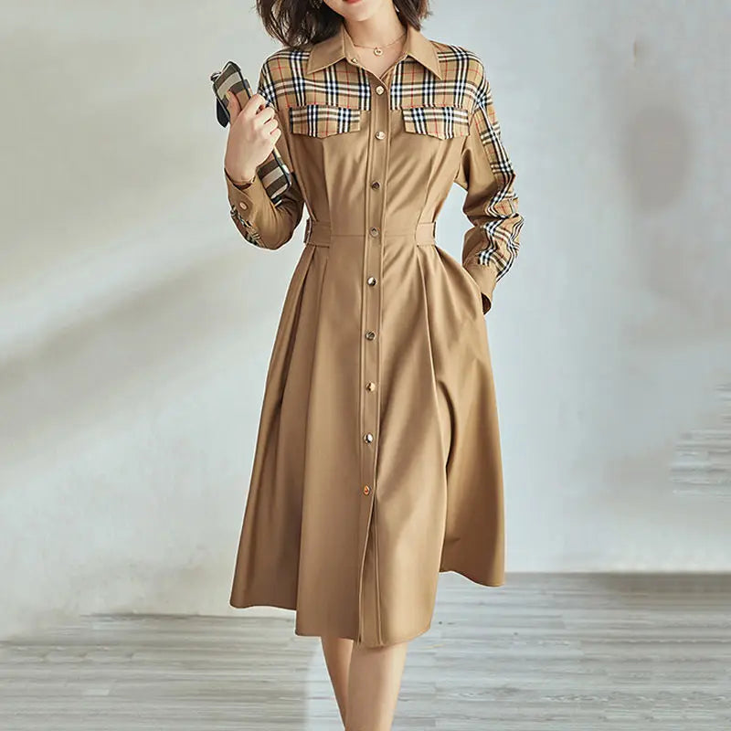 Vrouwen Flanellen Ruitjesshirt Jurk Comfortabel