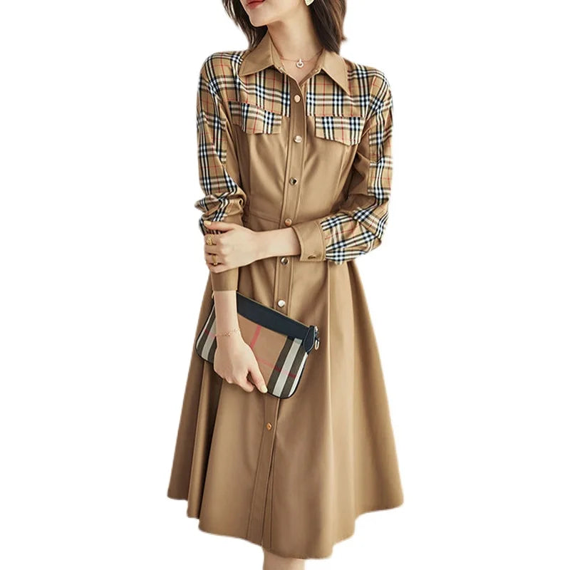 Vrouwen Flanellen Ruitjesshirt Jurk Comfortabel