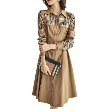 Vrouwen Flanellen Ruitjesshirt Jurk Comfortabel