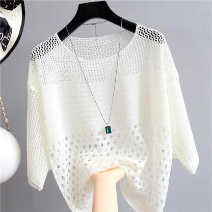 Witte Cardigan van IJssijde Met Holle Details