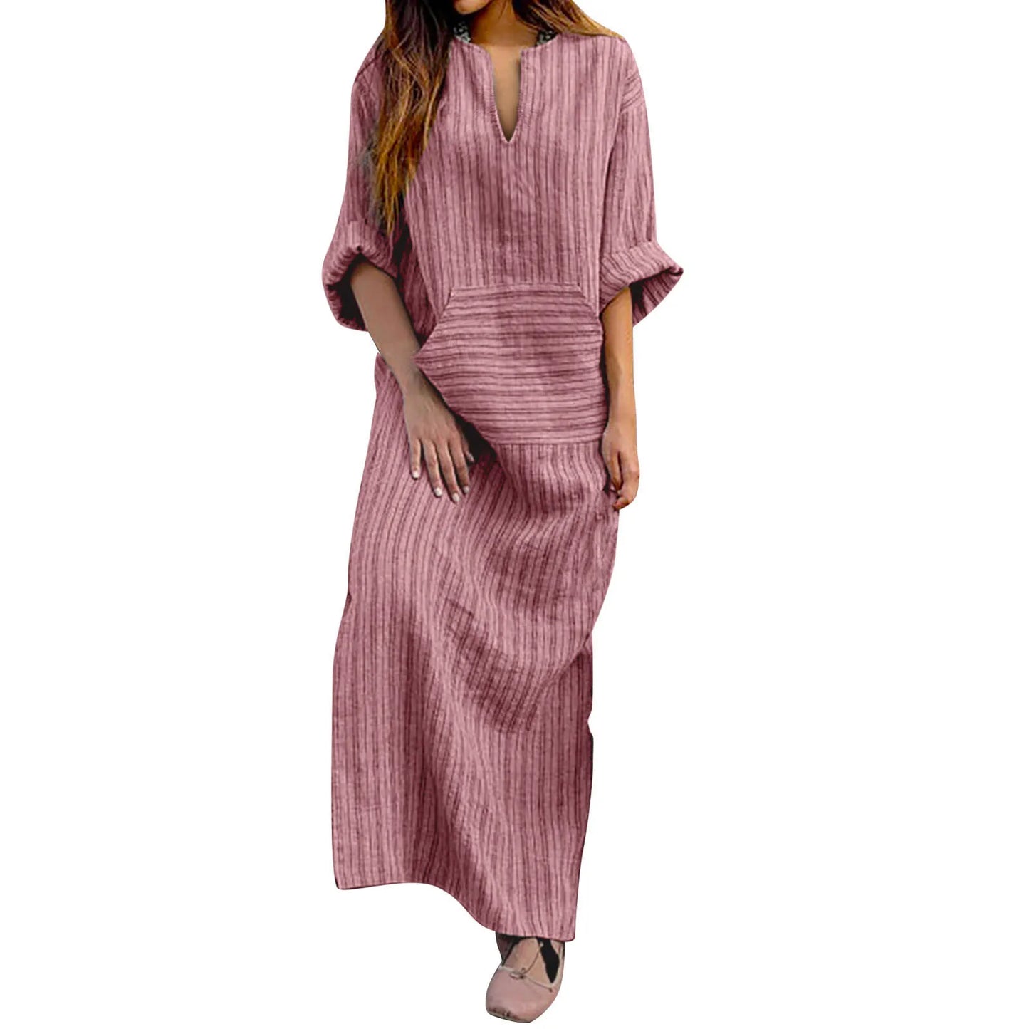 Lange Zakjurk voor Vrouw met Streepjes Zomercollectie