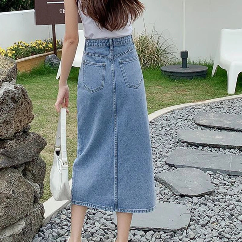 Blauwe A-lijn Rok Denim Kort Zomerrok