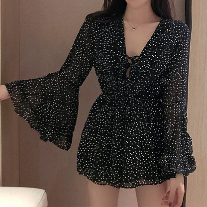 Zomerse Jurk Playsuit met Polka Dots Vintage Stijl