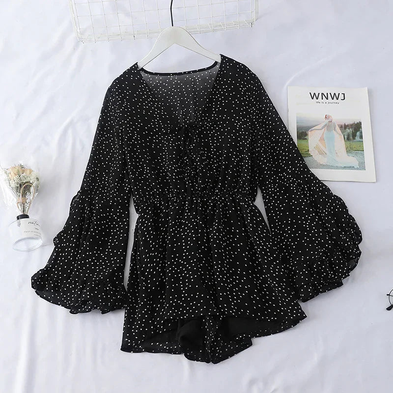 Zomerse Jurk Playsuit met Polka Dots Vintage Stijl