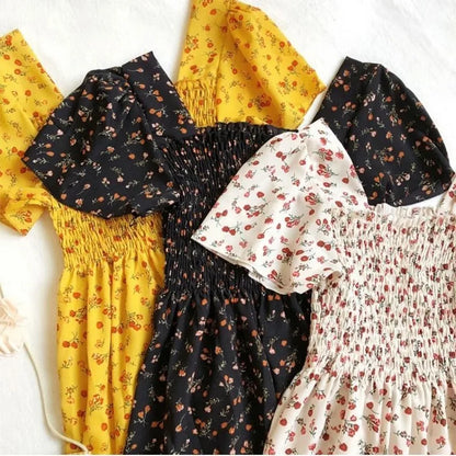 Vrouwelijke Midi Jurk Zomerse Bloemenprint Chiffon
