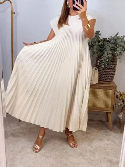 Lange Jurk Zomer Effen Kleur met Grote Zakken
