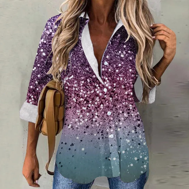Zomerse Damesblouse Met Glanzende Print