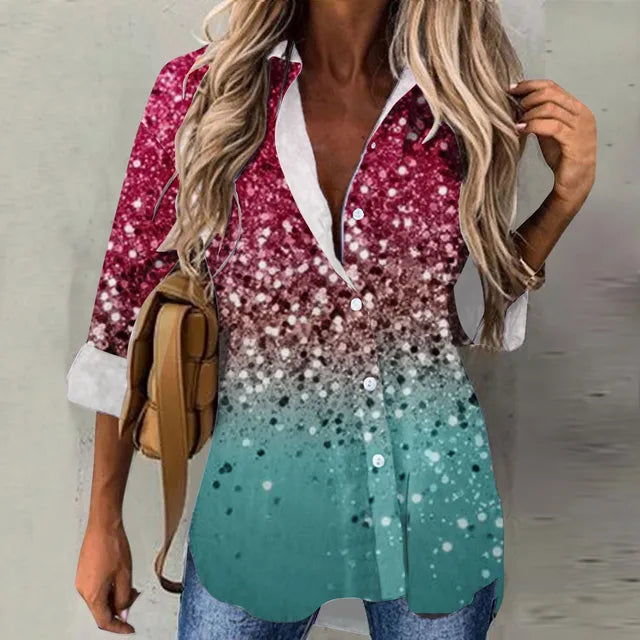 Zomerse Damesblouse Met Glanzende Print