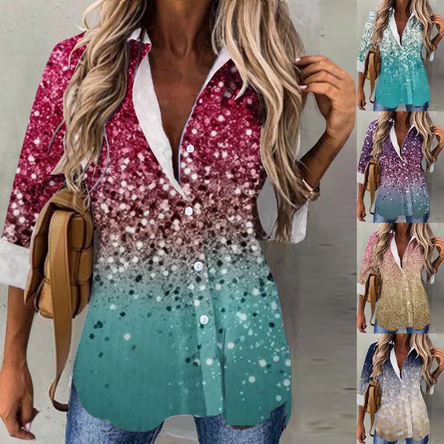Zomerse Damesblouse Met Glanzende Print