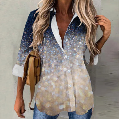 Zomerse Damesblouse Met Glanzende Print