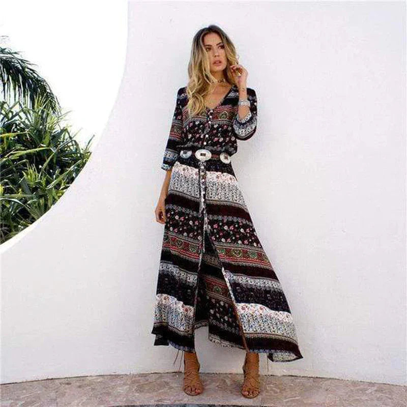 Zomerjurk Bloemenprint Maxi Jurk Vrouw