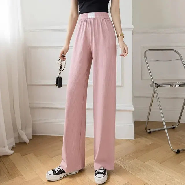 Zijde Afslankbroek voor Dames Hoge Taille Wijde Zomerbloemenbroek