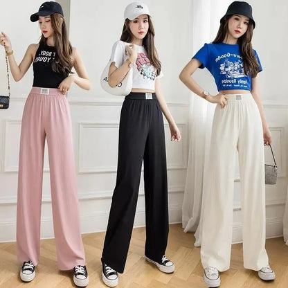 Zijde Afslankbroek voor Dames Hoge Taille Wijde Zomerbloemenbroek