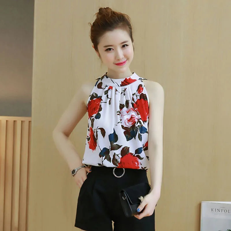 Dames Bloes Chiffon Zomerse Bloemenprint Jurkmodel