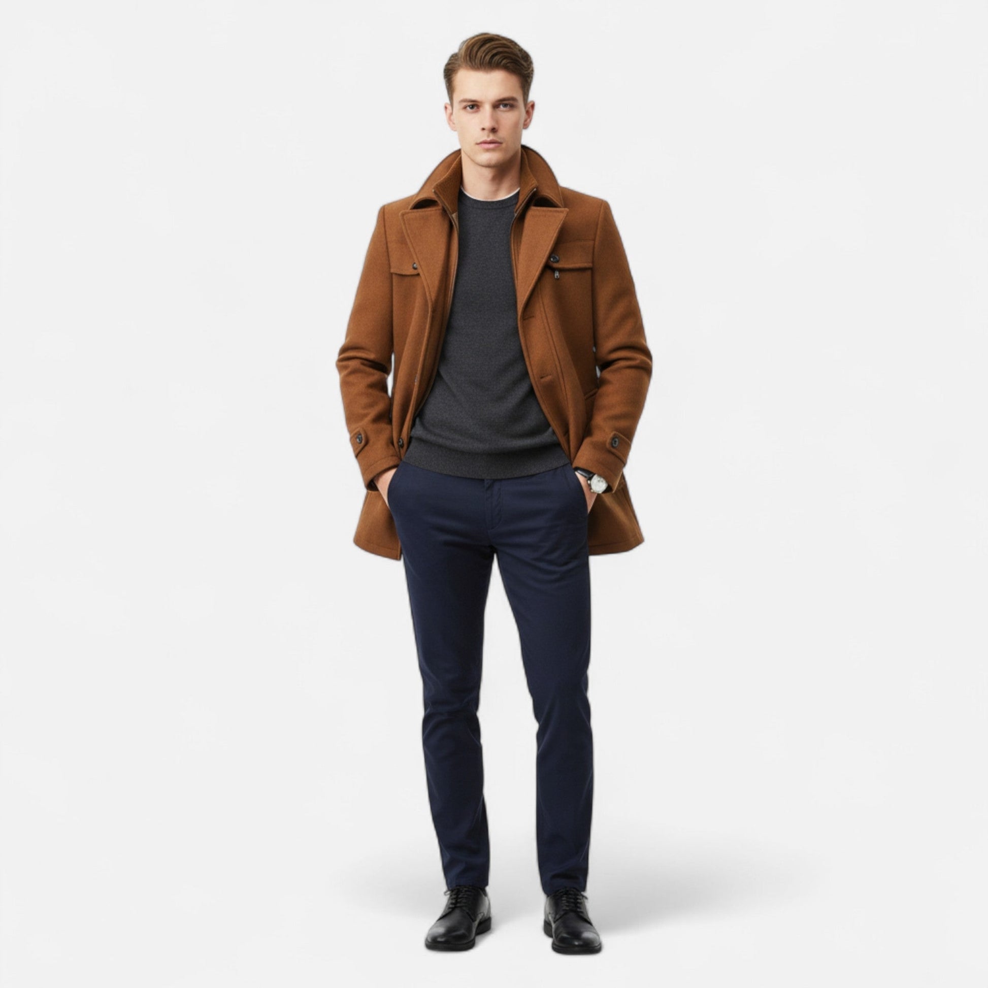 Leonard | Klassieke wollen trenchcoat voor heren 1