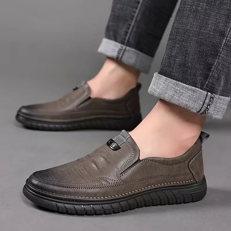 Leren loafers met antislip rubberen zool