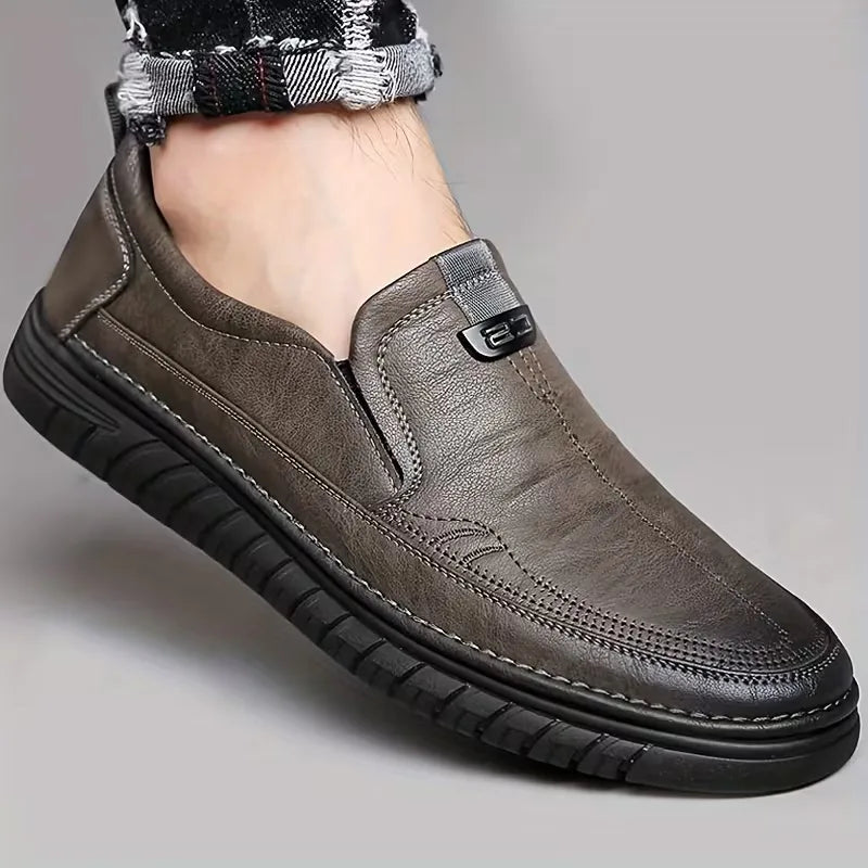 Leren loafers met antislip rubberen zool