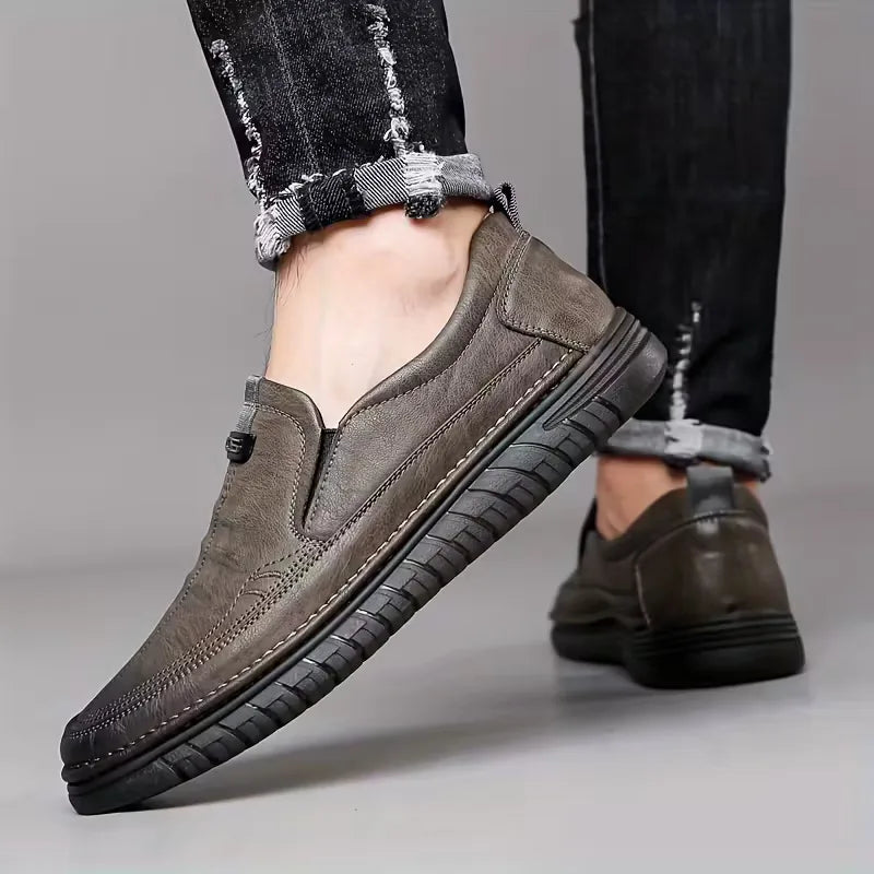 Leren loafers met antislip rubberen zool