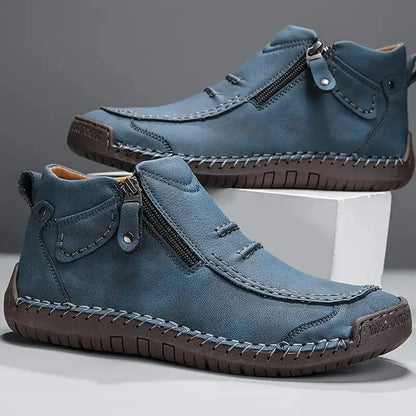 Leren schoenen met zijrits en rubberen zool