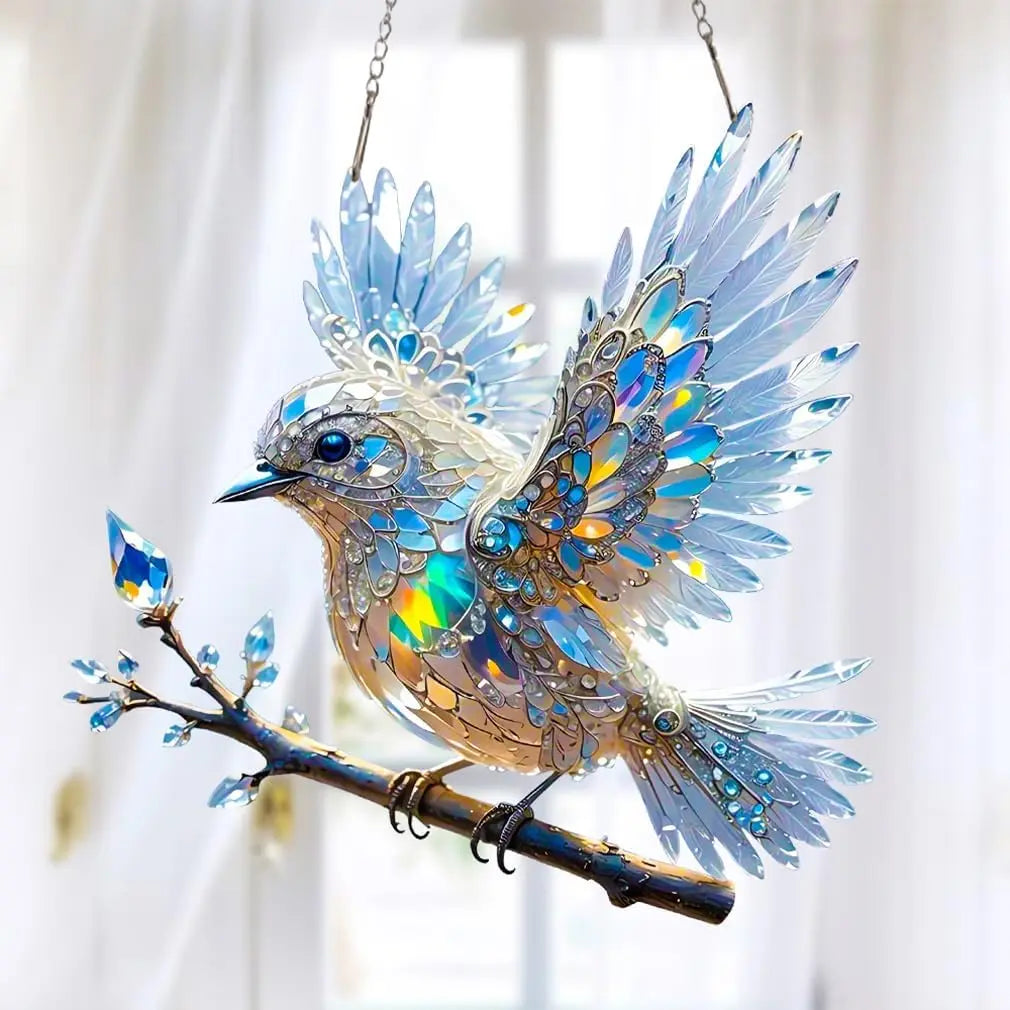 Kristallen Vogel Acryl 15x15cm 20x20cm Raamhanger Lichtreflecties Regenboog Woonkamer Raam Suncatcher Decoratie Cadeau Transparant