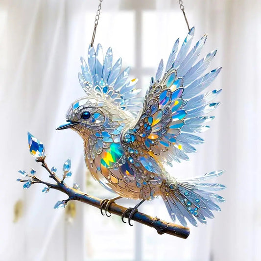 Kristallen Vogel Acryl 15x15cm 20x20cm Raamhanger Lichtreflecties Regenboog Woonkamer Raam Suncatcher Decoratie Cadeau Transparant