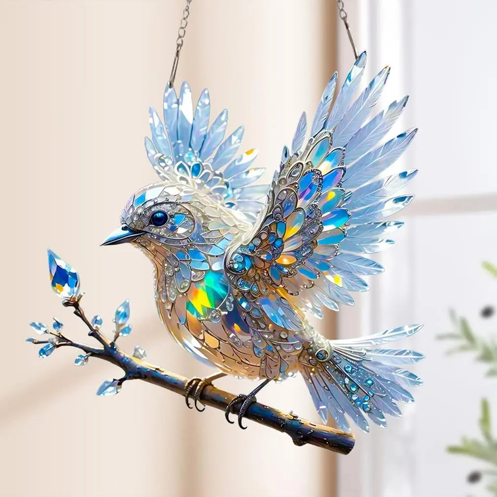 Kristallen Vogel Acryl 15x15cm 20x20cm Raamhanger Lichtreflecties Regenboog Woonkamer Raam Suncatcher Decoratie Cadeau Transparant