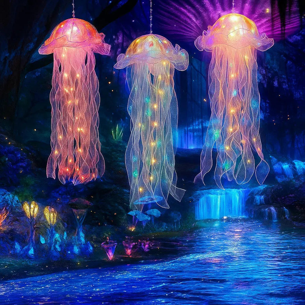Kwallenlamp LED Hangend Kunststof 50x20cm Kleurrijk Batterij Woonkamer Kinderkamer Feestdecoratie Oceaan Themafeest Sfeerlicht Decoratie