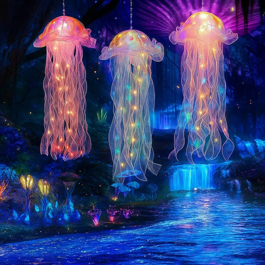 Kwallenlamp LED Hangend Kunststof 50x20cm Kleurrijk Batterij Woonkamer Kinderkamer Feestdecoratie Oceaan Themafeest Sfeerlicht Decoratie